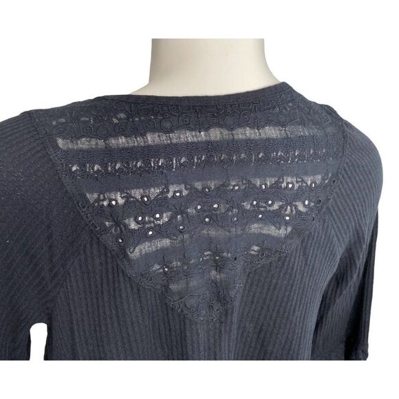 Free People Embroidered Blouse Top Women's XS Black Bell Sleeves V-Neck NEW - Picture 8 of 14
